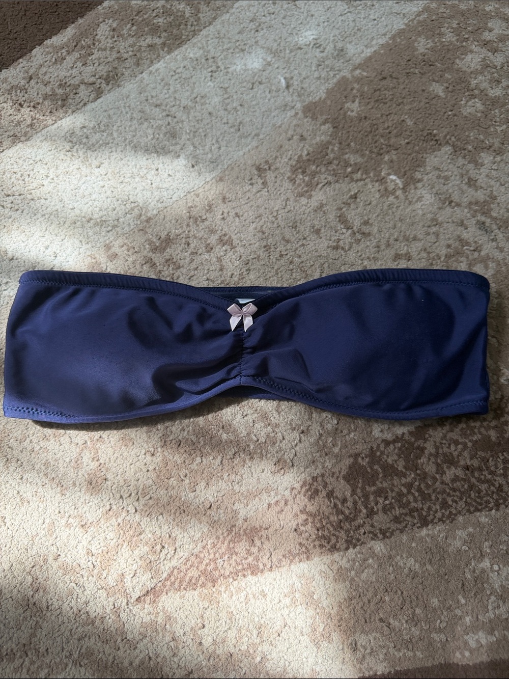 Edikted Navy Strapless Bandeau Swim Top with Center Bow